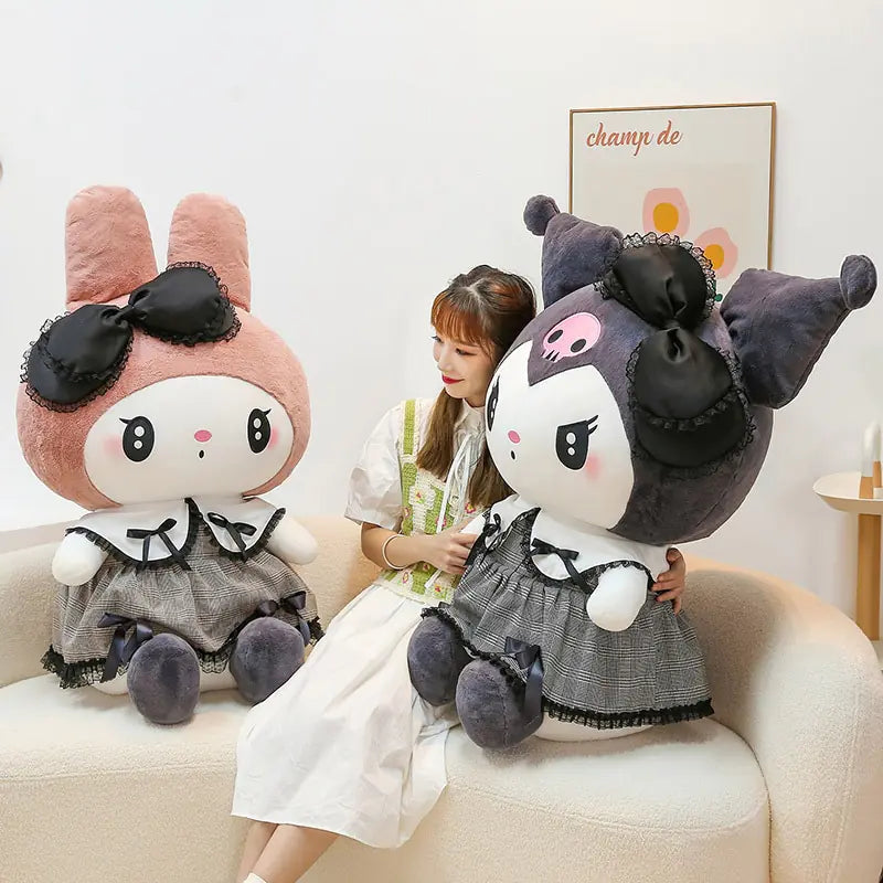 Cozy Black Kuromi/My Melody Plushies